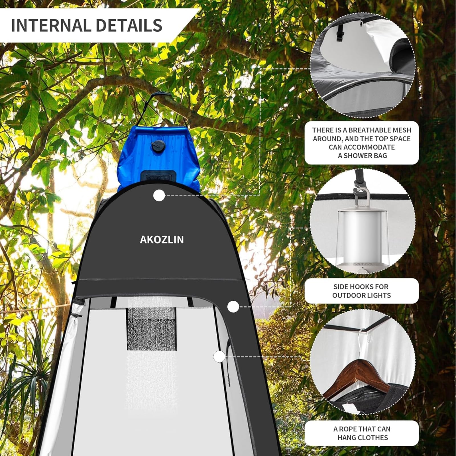 AKOZLIN Portable Pop-Up Shower and Privacy Tent