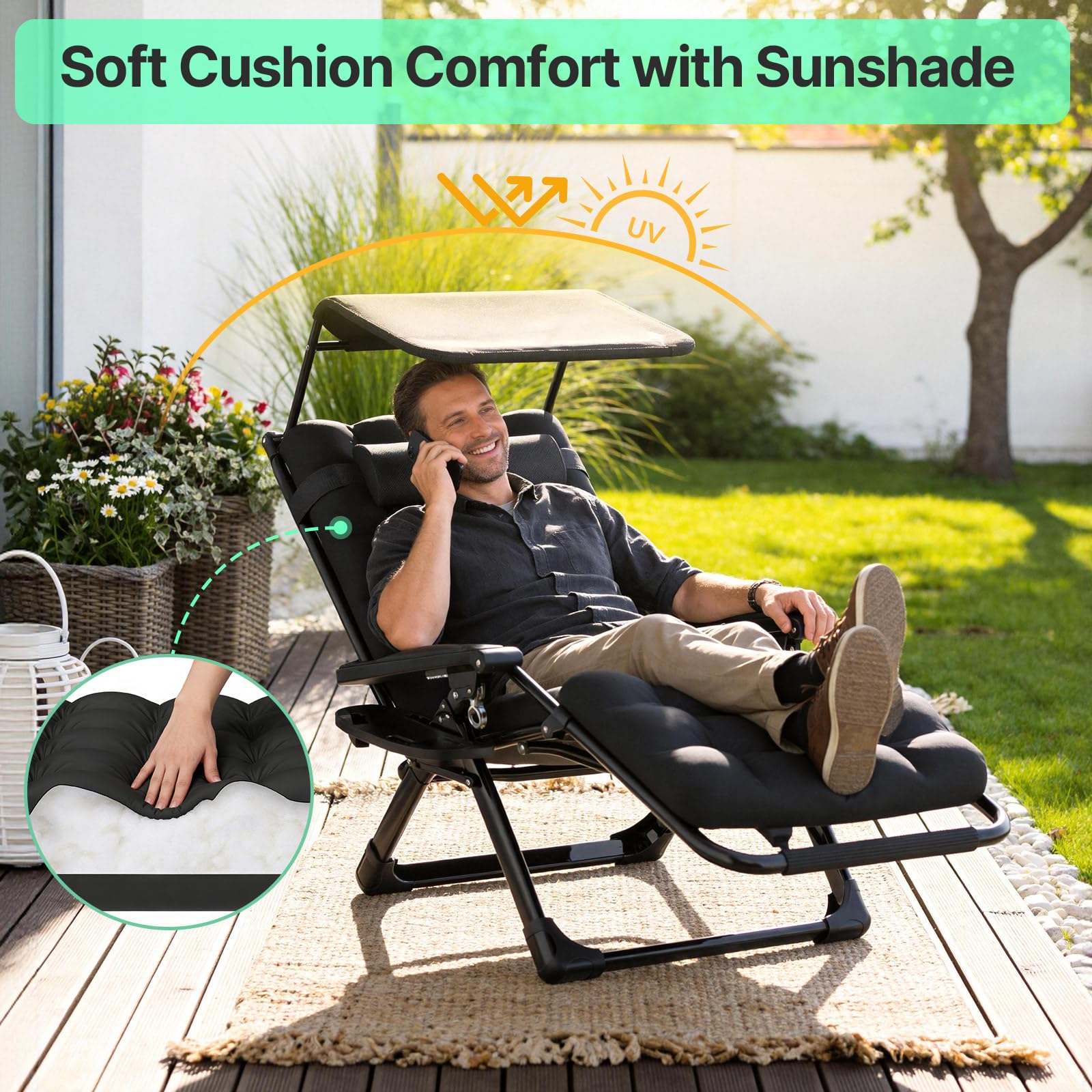 Suteck Zero-Gravity Reclining Chair with Canopy