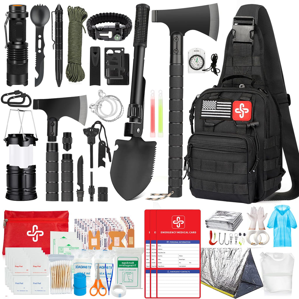262-Piece Emergency Survival Kit with First Aid Crossbody Bag