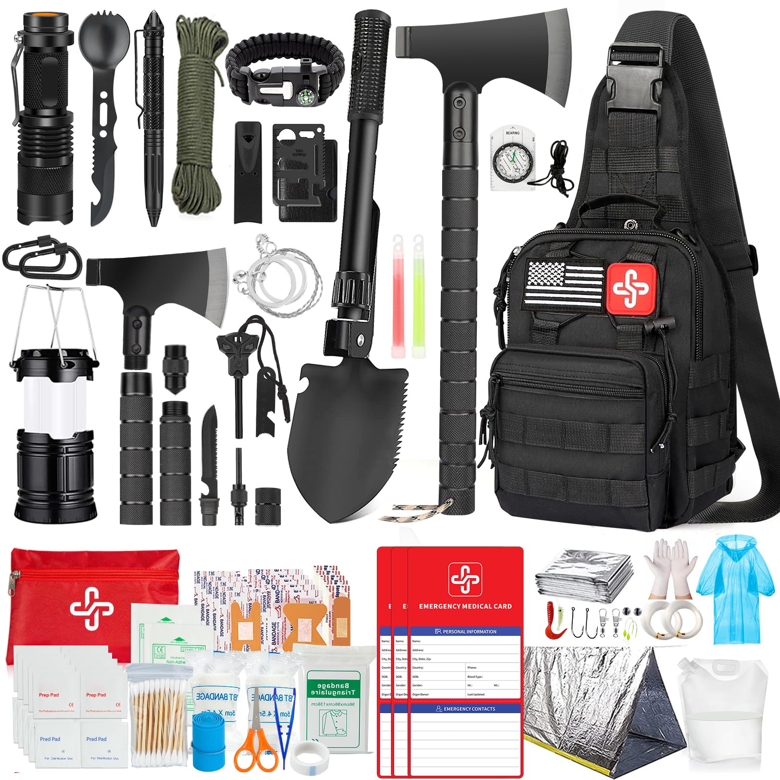 262-Piece Emergency Survival Kit with First Aid Crossbody Bag