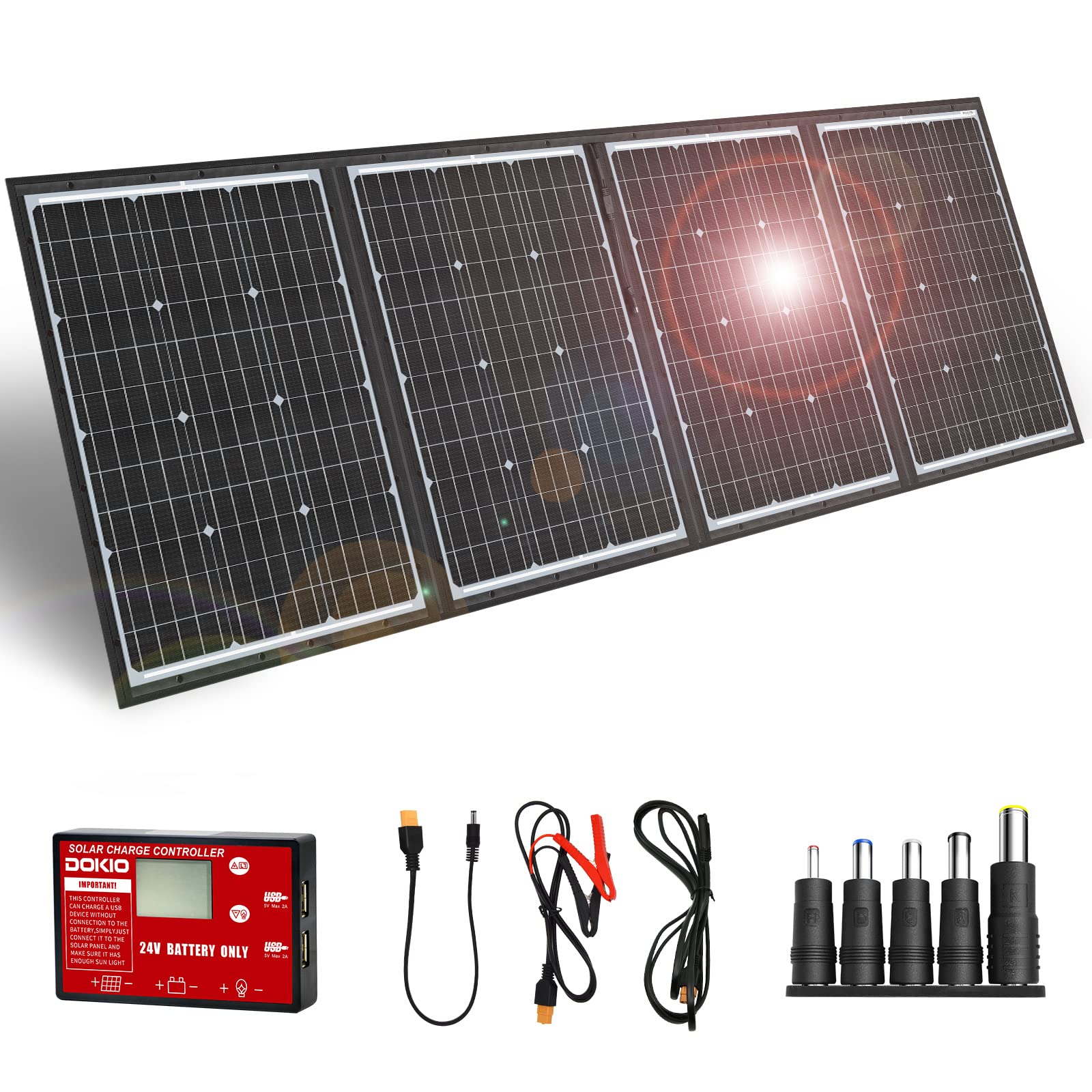 DOKIO Foldable Solar Panel Kit with USB Controller