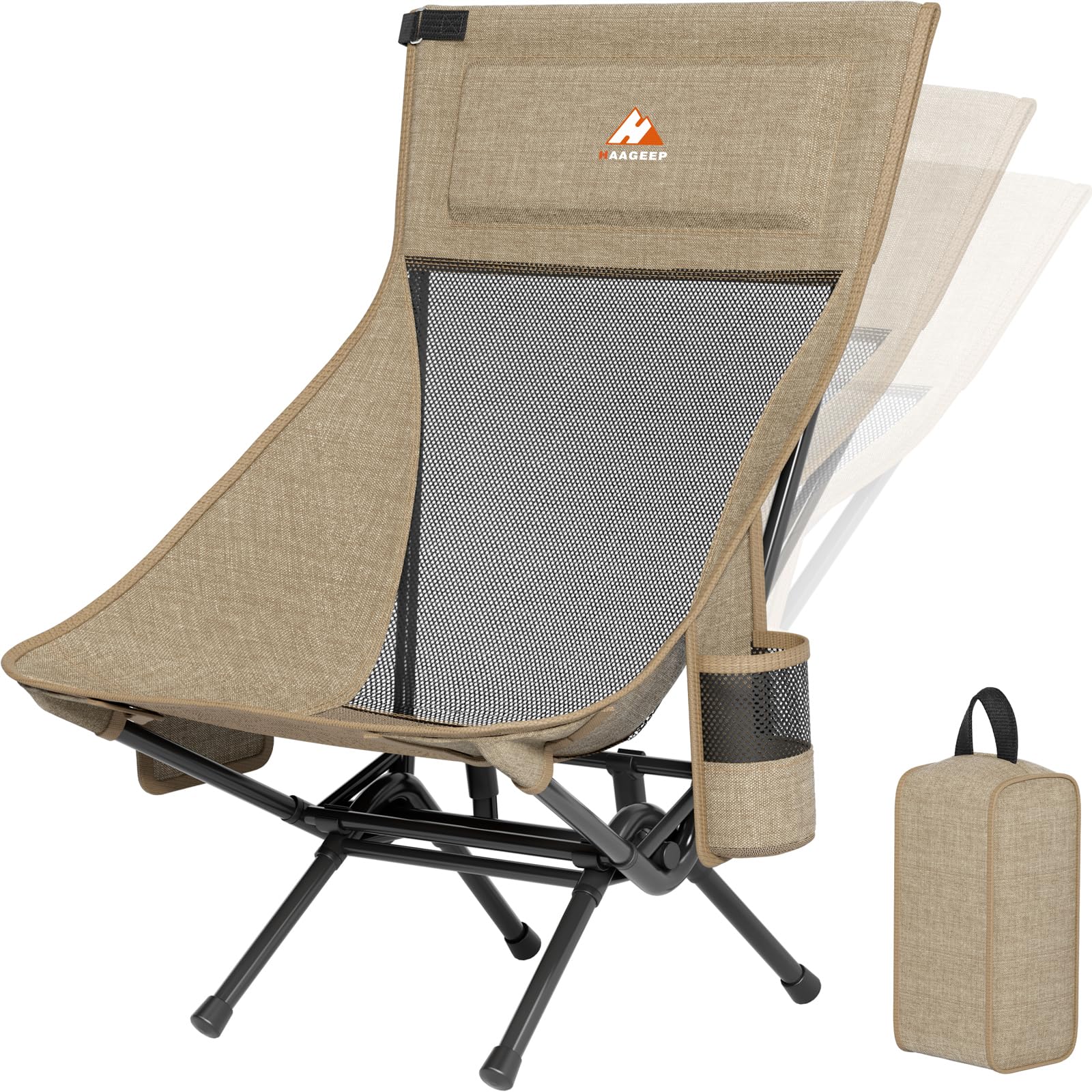 EVER ADVANCED Low-Profile Beach Chair with Cup Holder