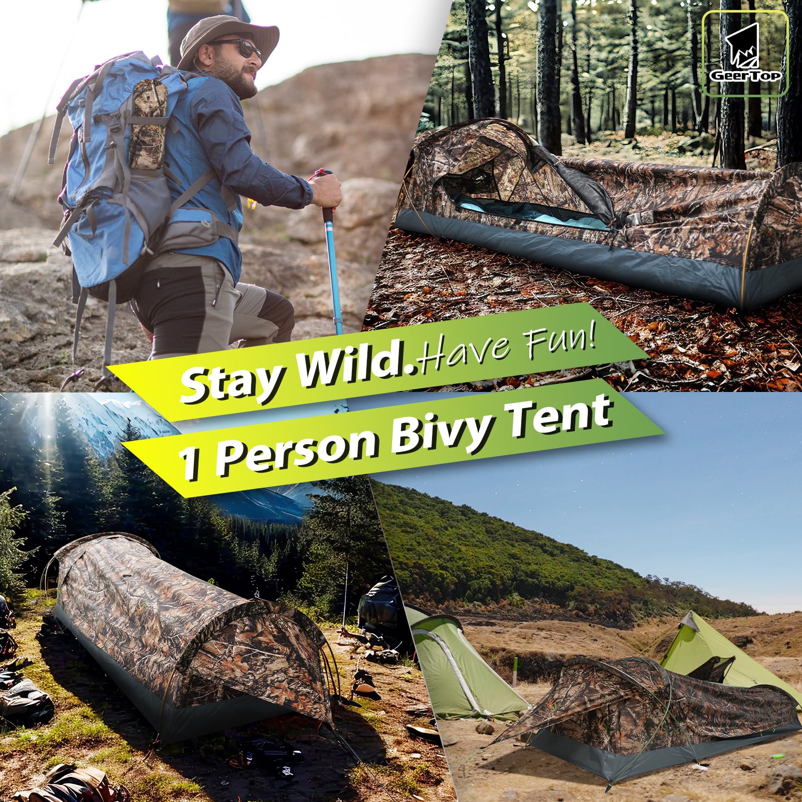 GEERTOP Ultralight 1-Person Backpacking Tent for Camping