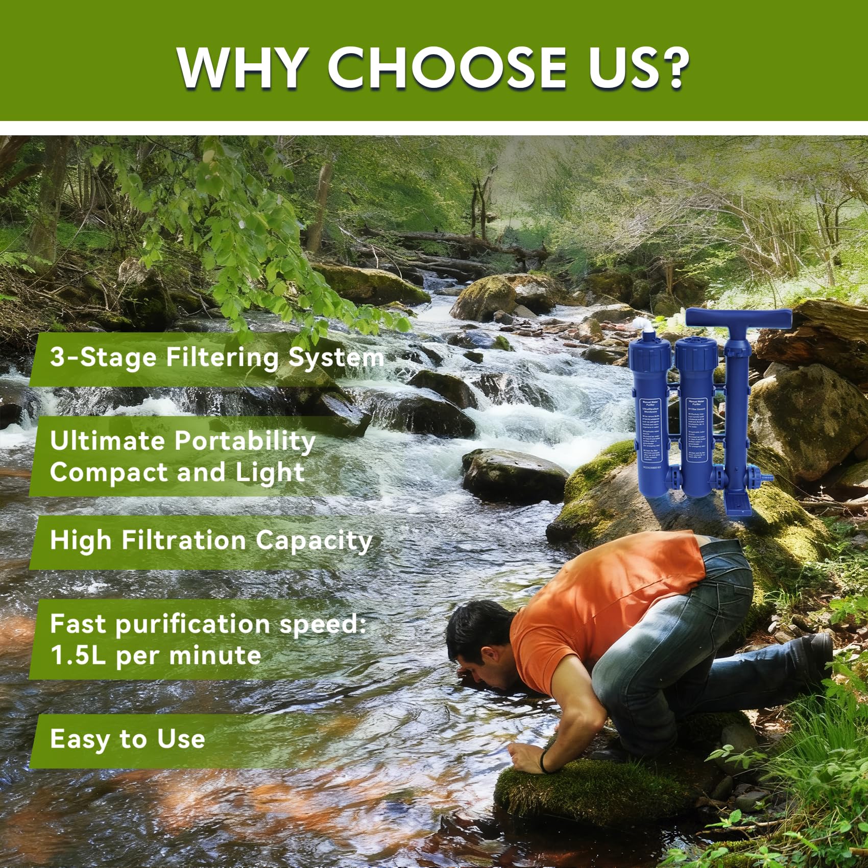 3-Stage High-Volume Portable Survival Water Filter System