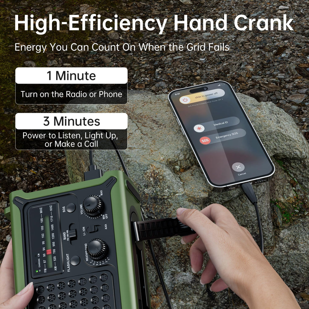 12,000mAh Solar Hand-Crank Emergency Radio with Clear Signal