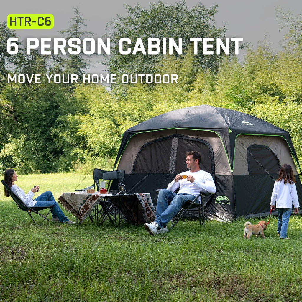 Happy Travel 6-Person Waterproof Cabin Tent with Rainfly