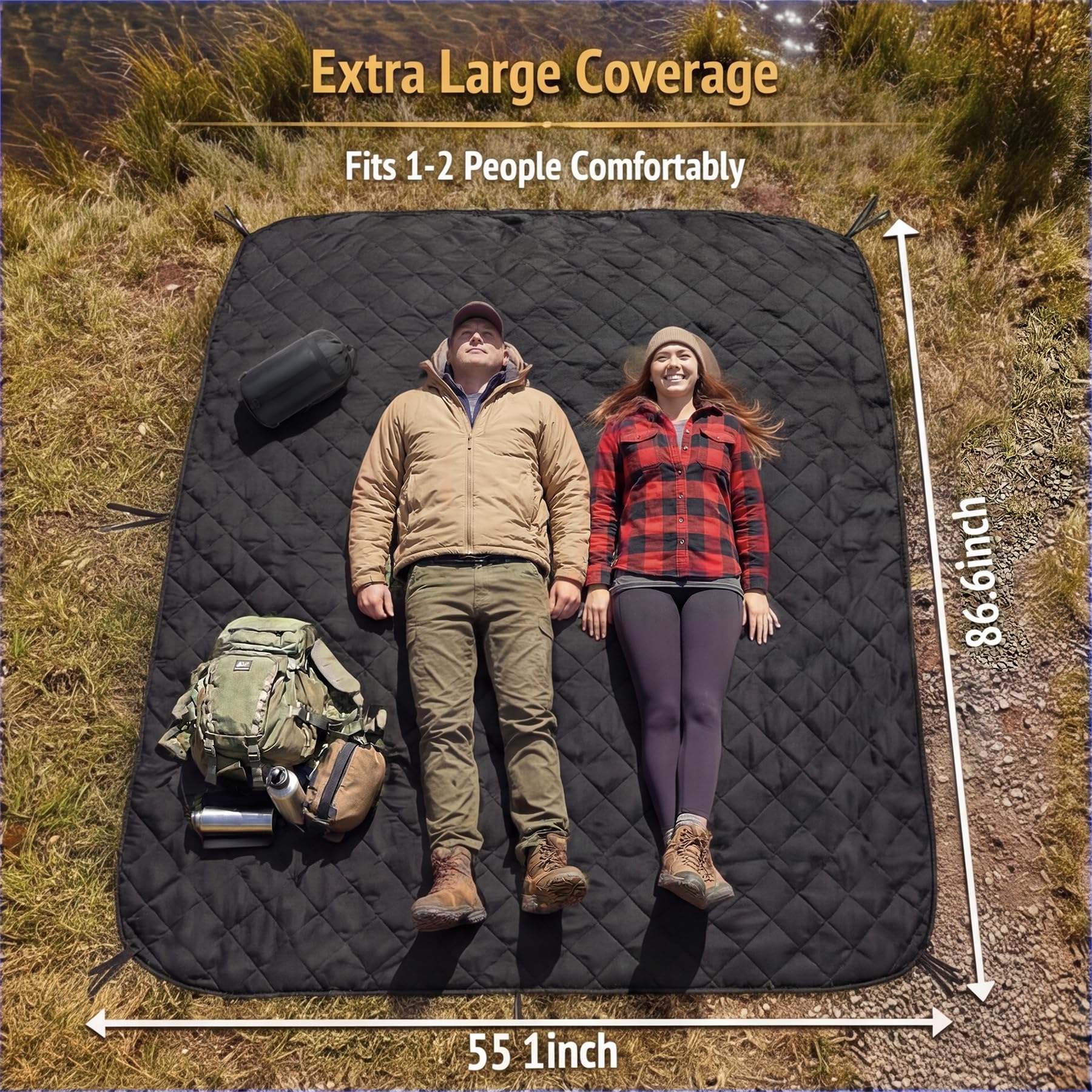 LHUTOR Insulated Camping Blanket with Compression Bag