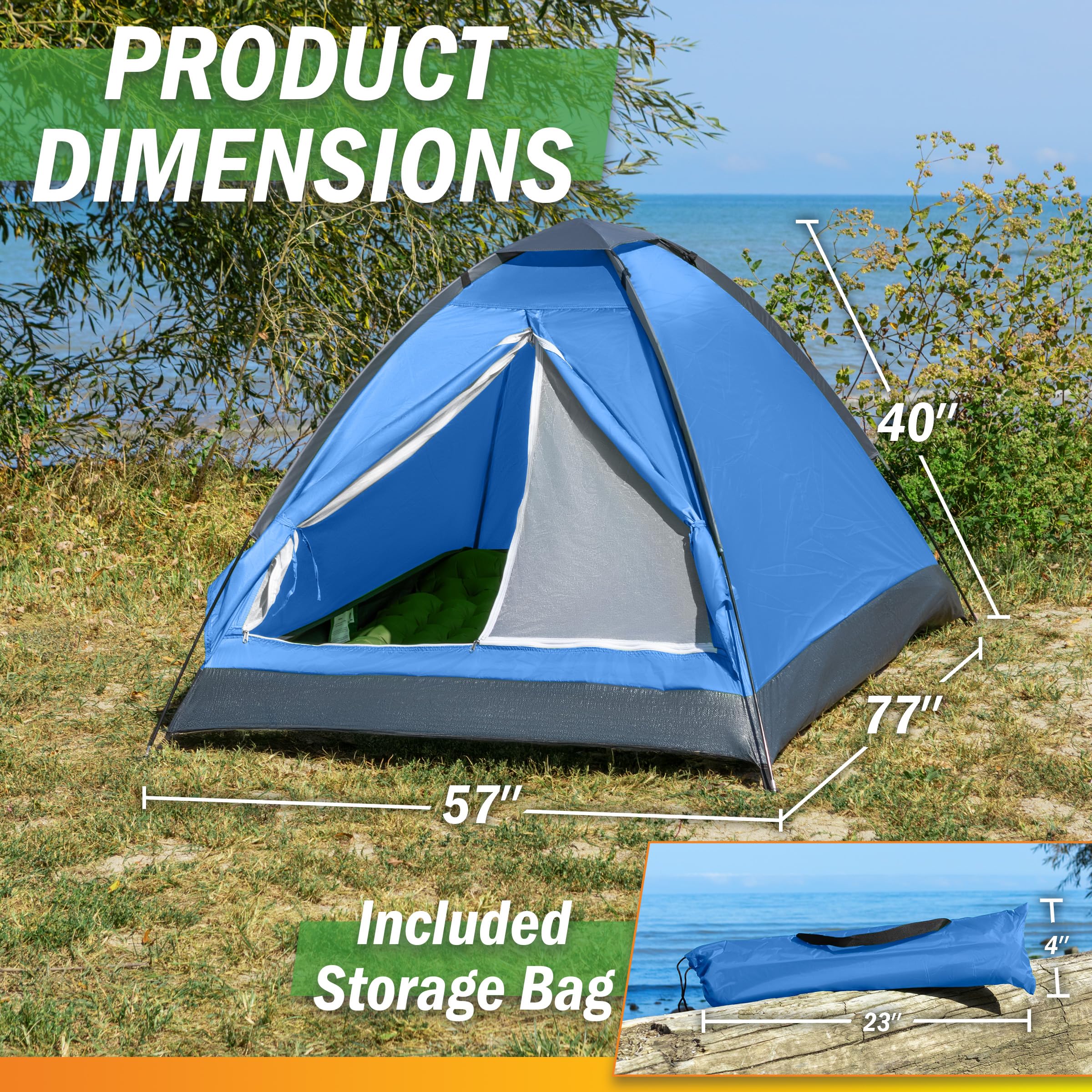 Wakeman Outdoors 2-Person Lightweight Camping Tent with Rainfly