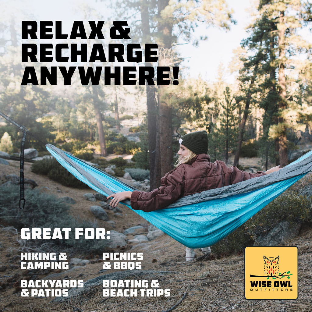 Wise Owl Outfitters Double Camping Hammock with Tree Straps