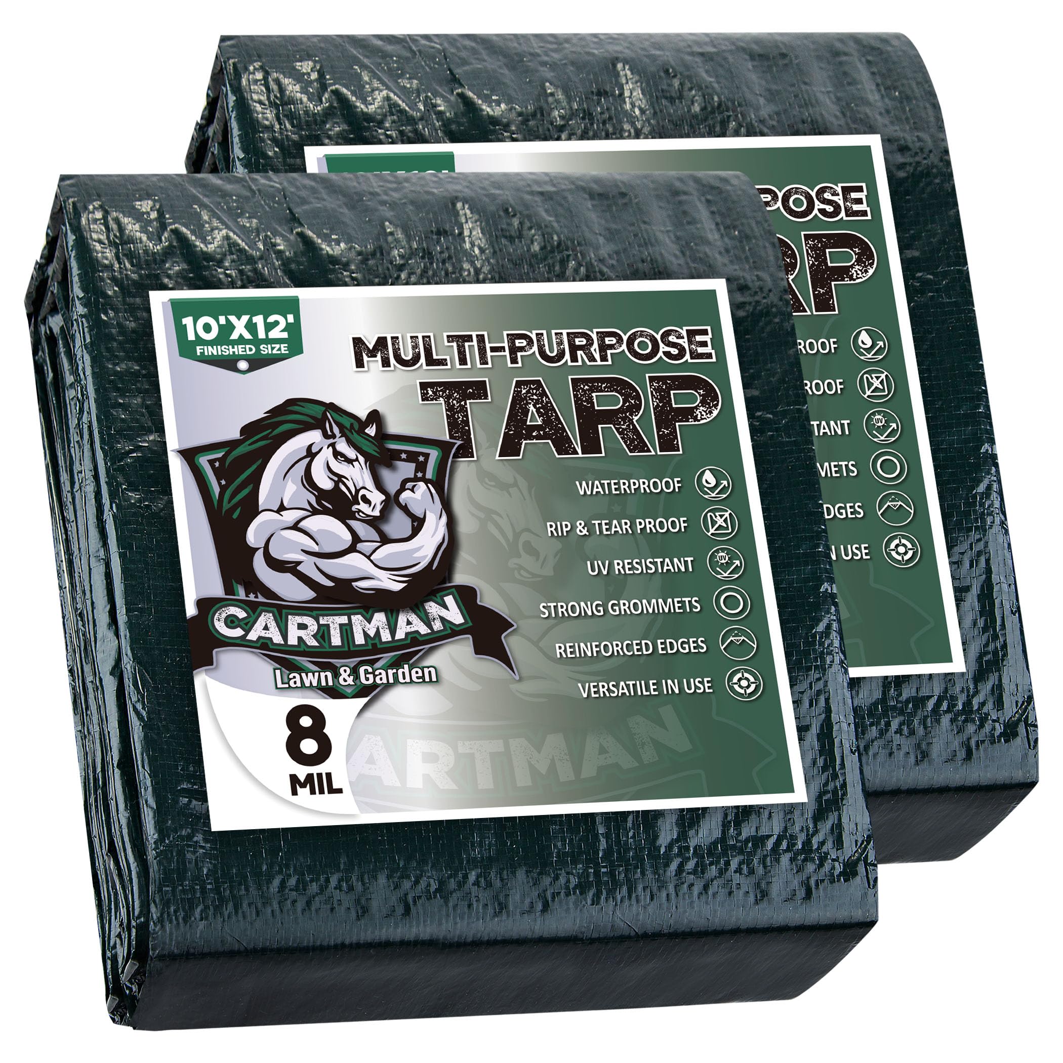Cartman 8-Mil Green Waterproof Poly Tarp Cover